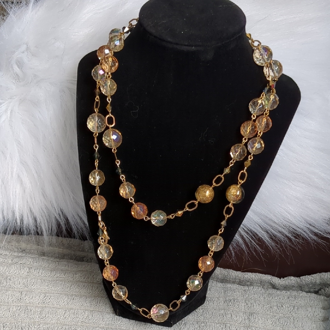Mary Kay Gold And Iridescent Crystal Necklace